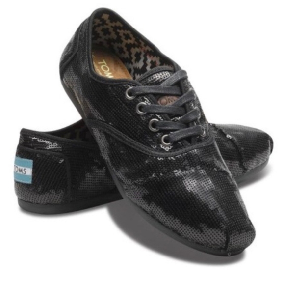 TOMS Limited Edition Sequin Black Cordanes Sneakers 8.5 - Picture 3 of 12